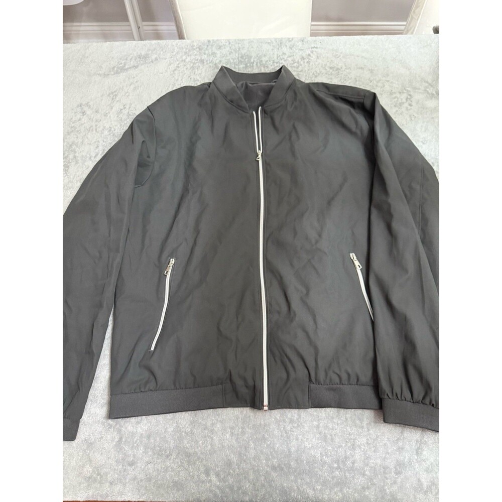 Men’s Black Bomber Jacket Full Zip Lightweight Windbreaker Size 2XL